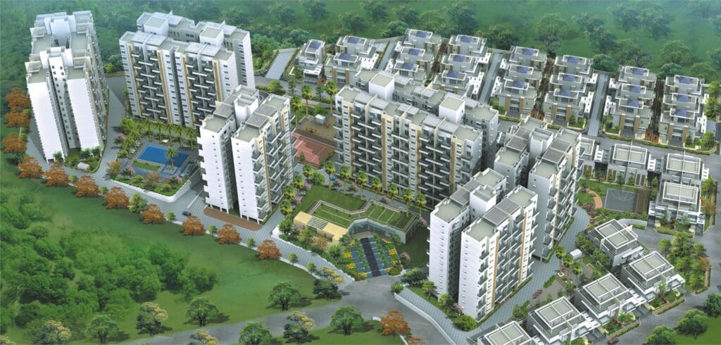 Bloomfield, Ambegaon: bird's-eye view of the township (artist's impression)